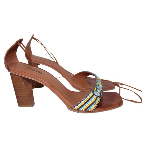 Pelle Moda Leather Lace Up Heeled Sandal 8.5 - Picture 2 of 12
